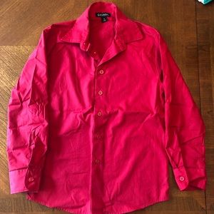 Boys Red Long Sleeve Button Down